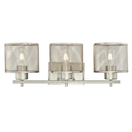 WESTINGHOUSE Fixture Wall UnMount 60W 3-Light Morrison, Brushed Nickel Mesh Shades 6327600
